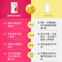 金斯利安創盈多維葉酸片 鈣鐵鋅孕期復合維生素40片備孕葉酸